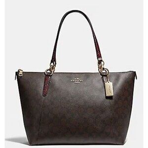 COACH NWT $378 AVA Signature red snake‎ embossed trim bag